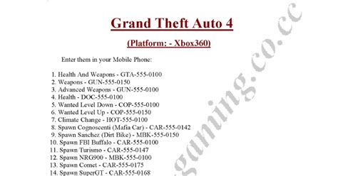 Grand Theft Auto 4 Cheat Codes Images And Photos Finder