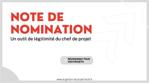 La Note De Nomination Du Chef De Projet Outil La Gestion De Projet