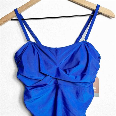 Smismivo One Piece Ruched Blue Women Swimsuit Size Medium Brand New