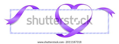 Purple Ribbon Heart Shape Mockup Banner Stock Illustration 2011187318