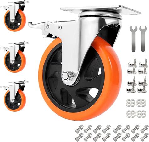 RRIUTO Furniture Castor Wheels With Brakes 125mm Heavy Duty Caster