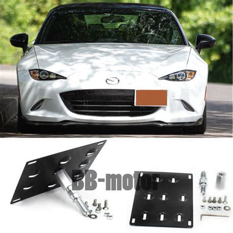 Front Bumper Tow Hook Hole Cover License Plate Relocate Bracket Frame