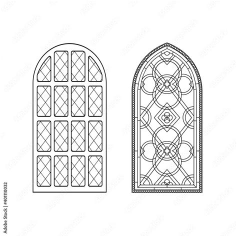 Vetor De Gothic Windows Vintage Frames Church Stained Glass Windows