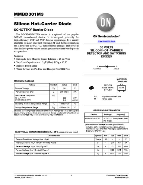 Mmbd M Datasheet Diode Equivalent On Semiconductor