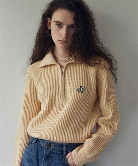 MUSINSA NICK NICOLE NICOLE HALF ZIP UP KNIT YELLOW