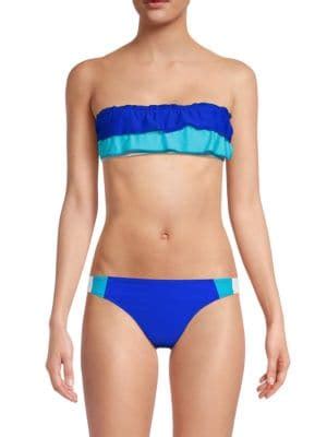 Solid Striped Kaia Ruffle Strapless Bikini Top On Sale Saks Off Th