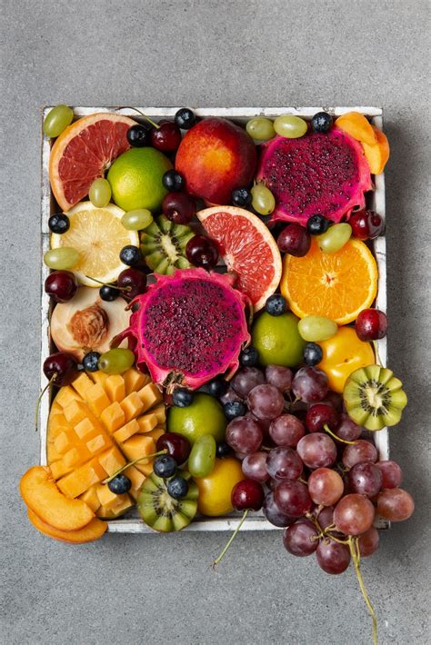 Free Photo Delicious Fruits On Tray Top View