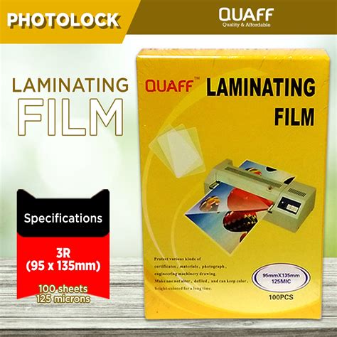 3R 4R 5R 125 Micron 250 Micron QUAFF Laminating Film 100 Pcs