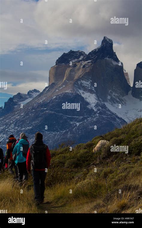 Hiking in front of the horns or Cuernos in Torres del Paine National Park, Chile Stock Photo - Alamy