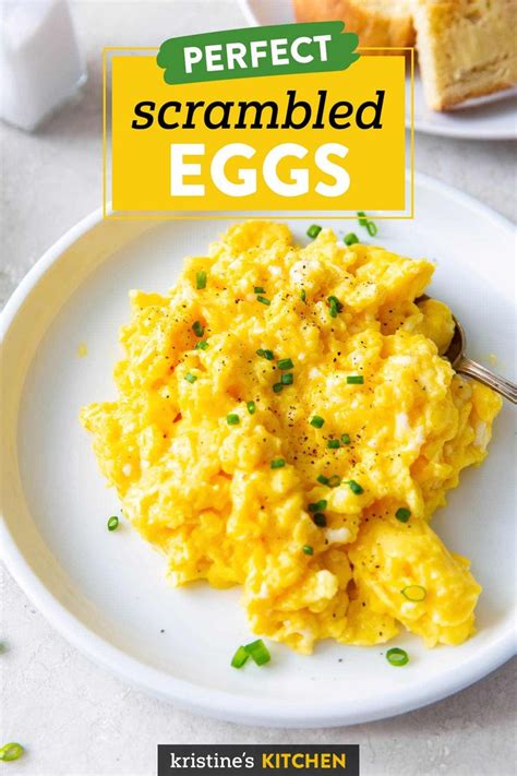 Scrambled Eggs On A White Plate With The Title Text Overlay Reads