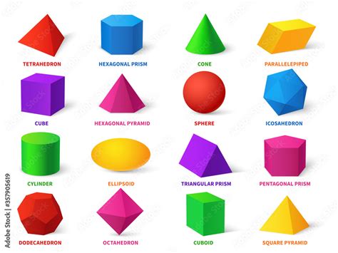 Color Basic Shapes Realistic 3d Geometric Forms Cube And Ellipsoid