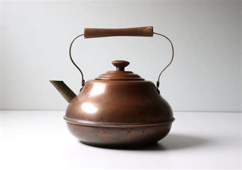 Antique Copper Metal Tea Kettle Farmhouse Style Teapot Photo Etsy