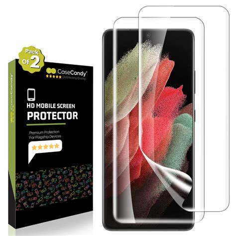 Casecandy Silicone 2 Pack Edge To Edge Samsung S21 Ultra Screen