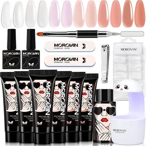 Morovan Poly Gel Nail Kit With U V Lamp Professional Poly Nail Gel