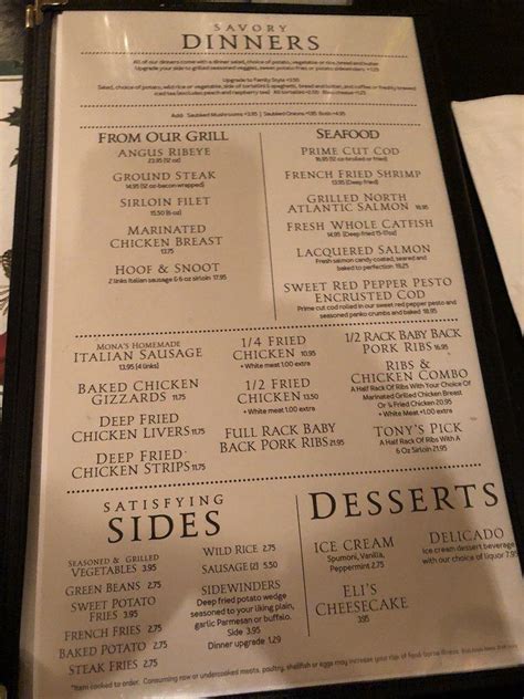 Menu At Mona S Italian Foods Restaurant Toluca