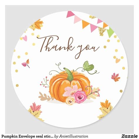 Pumpkin Envelope seal sticker Thank you Floral - Gift Idea | Envelope seal stickers, Envelope ...