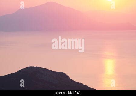 The Icarian Sea, part of the Aegean sea, seen from Ikaria, Greece ...