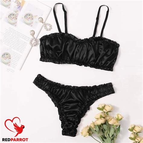 Lingerie Dark Riviera Sexy Beha En Slip Satijn Erotische Ondergoed Set Vrouwen Bol