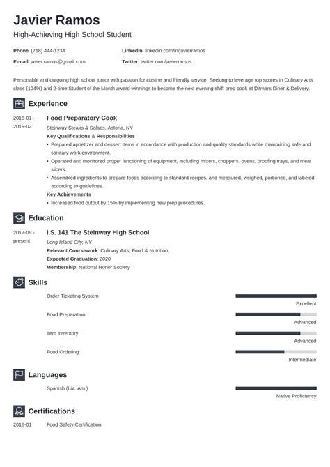 High School Student Resume Template And Examples For 2025