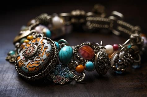 Closeup Of Intricate Bracelet With Beads And Charms In View Created