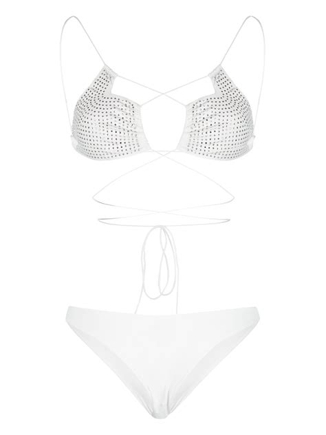 Amazuìn crystal embellished wraparound strap Bikini Farfetch