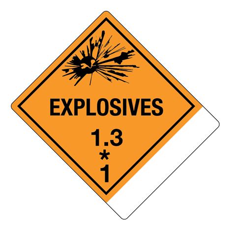 Hazard Class 13 Explosive Worded Shipping Name Standard Tab Blank