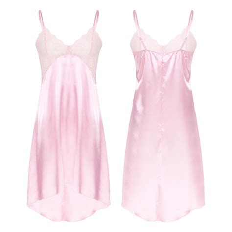 Herren Sexy Spitze Satin Kleid Crossdresser Sissy Gay Nachtkleid Unterwäsche eBay