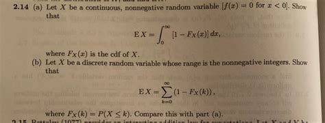 Solved 2 14 A Let X Be A Continuous Nonnegative Random Chegg