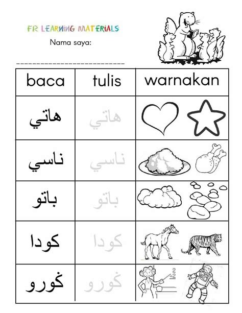 Worksheets Latihan Jawi Prasekolah Pdf Latihan Suku Kata Terbuka