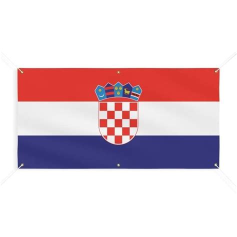 Baner z flagą Chorwacji 6 oczek 80x160 cm wykonany z poliestru