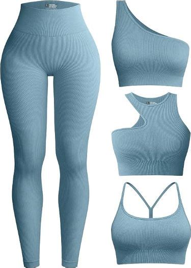 OQQ Women S 4 Piece Workout Ribbed Yoga High Waist Legging 3 Crop