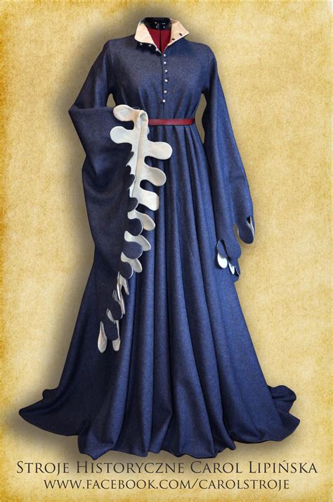 Female Xv Century Medieval Dress Houppelande Hopelande Woolen Dress