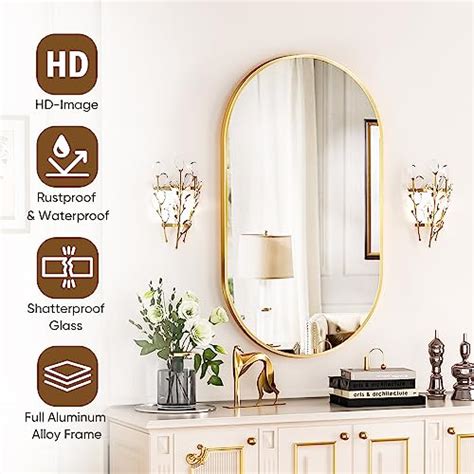 Snapklik Oval Mirror 22x38 Gold Oval Bathroom Mirror For Wall