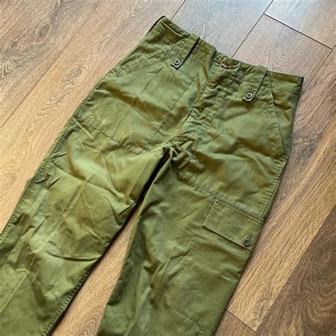 Vintage Military Army Cargo Trousers In Army Green Depop