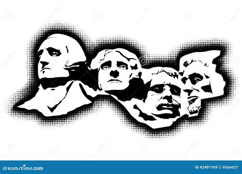 Mount Rushmore Memorial Stylized Composition Stock Vector