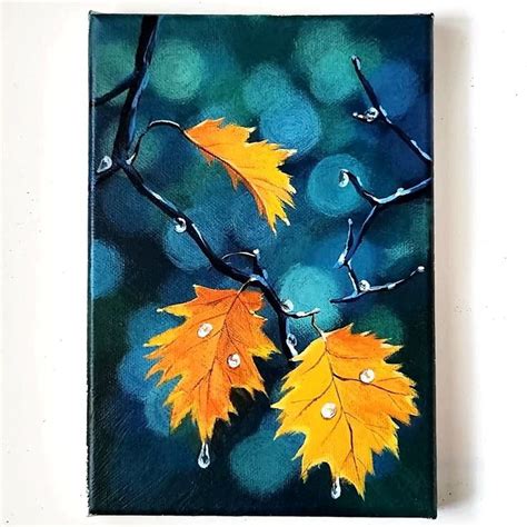 Vibrant Autumn Leaves Acrylic Painting