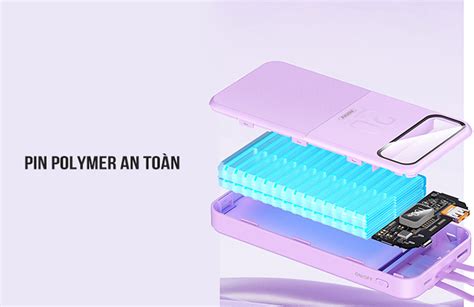 Pin sạc dự phòng kèm cáp 10000mAh 22 5W Remax RPP 619 Solopick