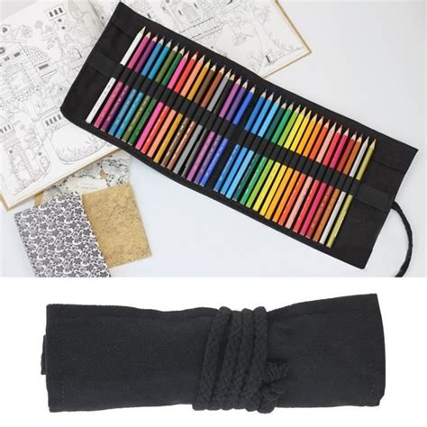 Hurrise Tui Crayons En Toile Sac Stylo Aquarelle Noir Grande