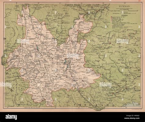 Yunnan (Yunnan) China province map. Yunnanfu (Kunming). STANFORD 1908 ...