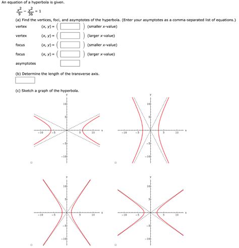 Solved An Equation Of A Hyperbola Is Given 9 36 A Find The Chegg