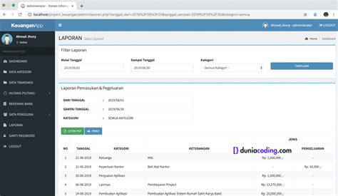 Aplikasi Keuangan Berbasis Web Php