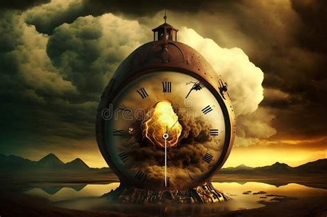 Doomsday Clock On Steampunk Apocalypse Backgroound Stock Illustration