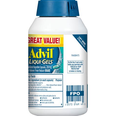 Advil Liqui Gels Pain And Headache Reliever Ibuprofen 200 Mg Liquid