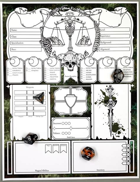 Necromancer Dnd 5e Character Sheet Dnd Character Journal 45 Off