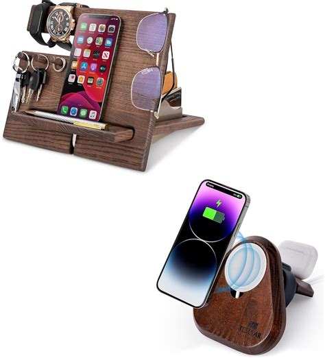 Teslyar Wood Phone Docking Station Ash Wood Phone Docking