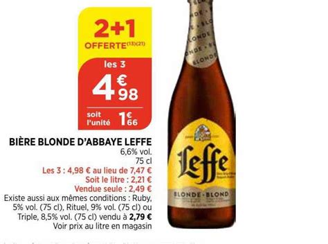 Promo Bi Re Blonde D Abbaye Leffe Chez Bi Icatalogue Fr