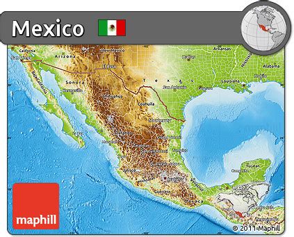 Free Physical Map of Mexico