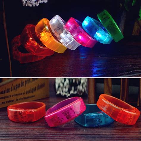 Voice Control LED Light Glows Wristbands Bracelet Bangle Party Concert ...