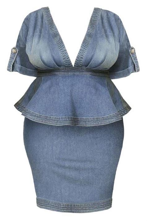 Final Sale Plus Size Denim Peplum Dress Shopperboard