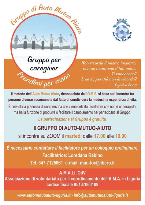 Gruppo Di Auto Mutuo Aiuto Telematico Per Caregiver Prendimi Per Mano